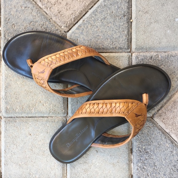 SOLD Tommy Bahama Leather Flip-Flops 11D - Picture 5 of 6